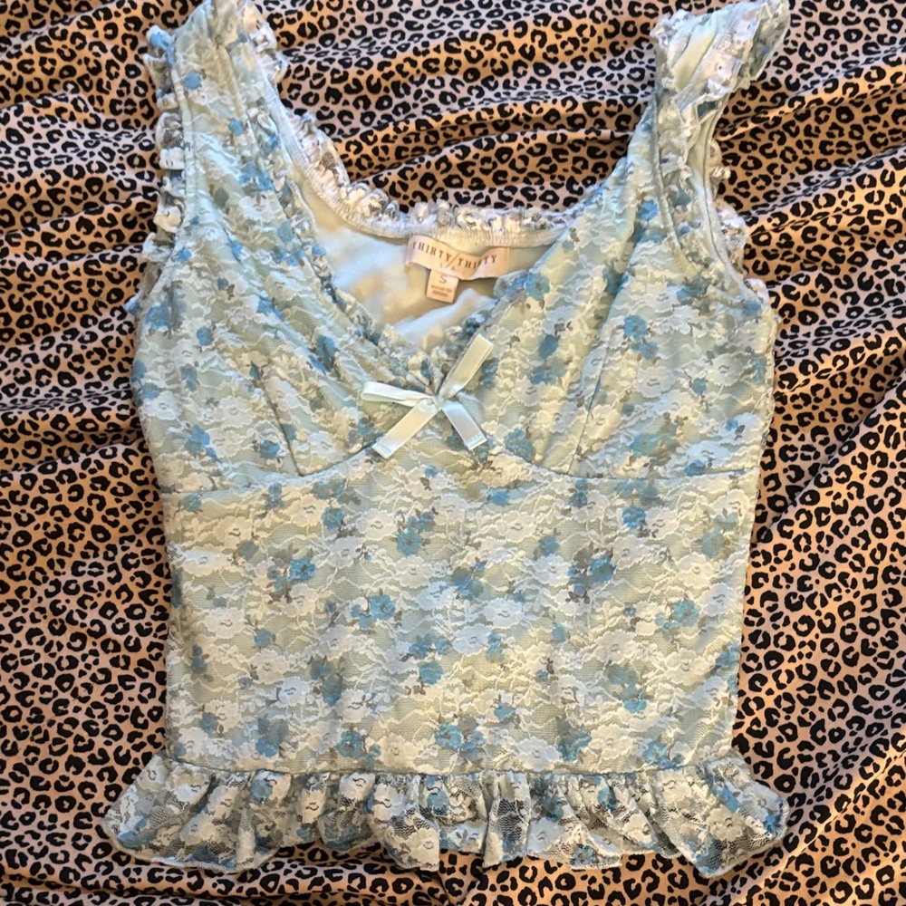 Betsey Johnson Blue Floral Lace Camisole